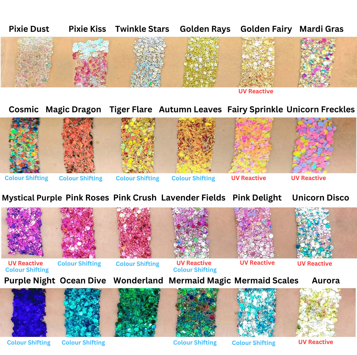Magic Sparkles - Colour Shifting |   Paillettes Magiques | Palette de Crèmes Pailletées Changeantes